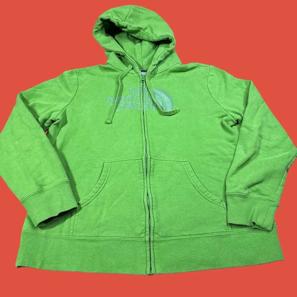 The North Face Womens Hoodie XL Green Full Zip Classic Logo Gorpcore Preppy